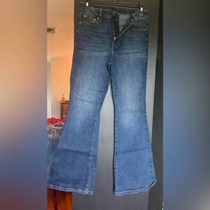 Dark Wash Mid Rise Flare Jeans